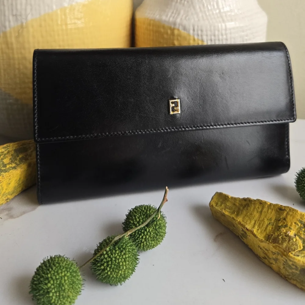 Vintage Fendi Long Continental Leather Wallet With Checkbook VGUC - Picture 2 of 14